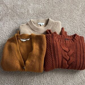 3 Cozy Knit Sweater Bundle in Warm Tones